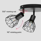 Spot Light Fittings for Ceilings Adjustable Metal Wire Cage Kitchen Spotlight Ceiling Lights with E14 Base Black 3 Way Ceiling Light Industrial