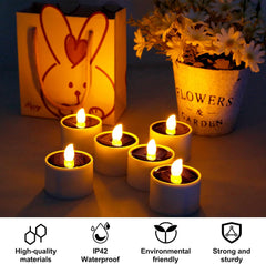 6 Pack Solar LED Flameless Tea Lights Waterproof