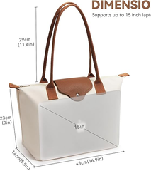 Large Foldable Waterproof Nylon Tote Bag for Women with Zipper & Top Handles