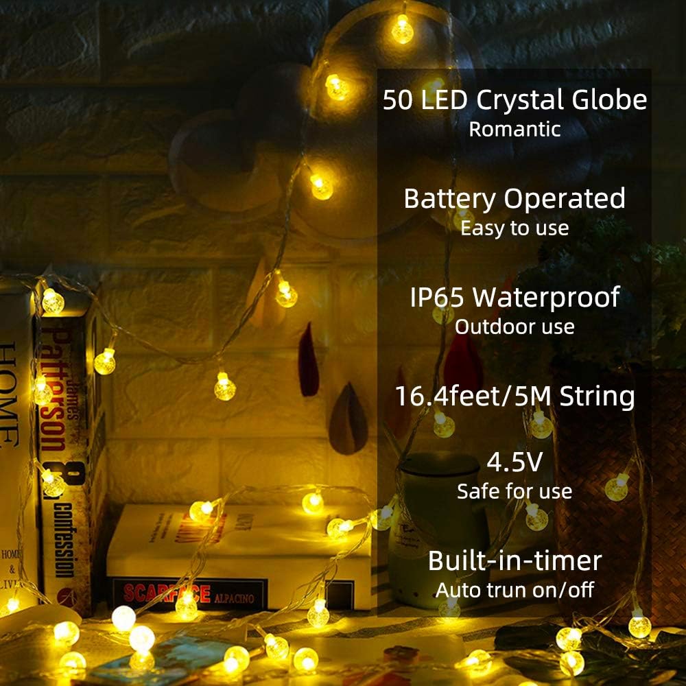 50 LED Globe String Lights with Remote Control