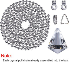 2 Pieces Pull Chain Extension with Connector for Ceiling Light Fan Chain, 1 Meter Long Each Chain (Crystal Cone)