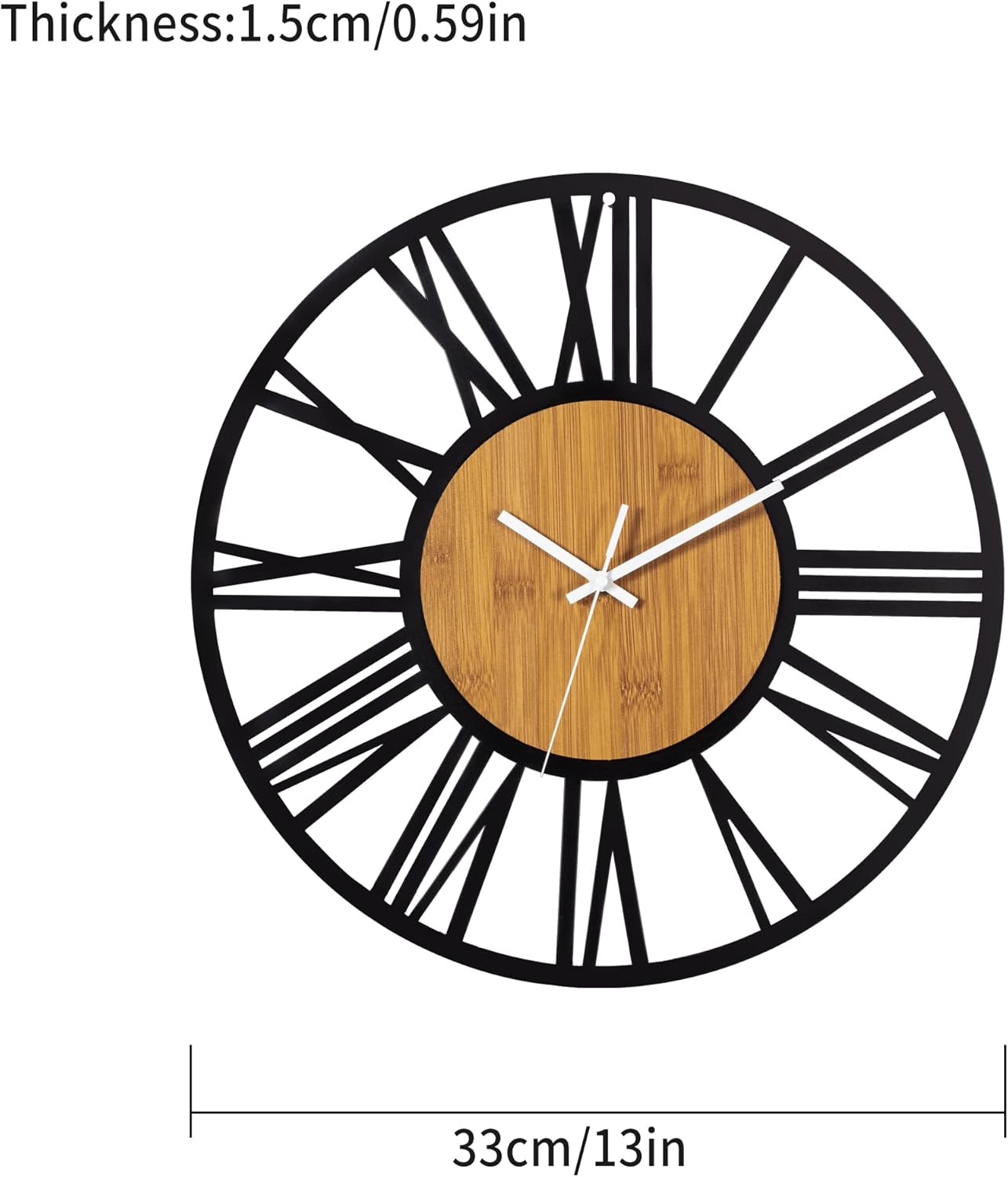 Large Silent Non-Ticking Vintage Wall Clock 14-Inch