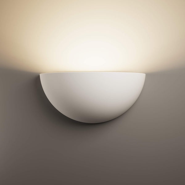 Paintable Half Moon Wall Light with LED Bulb