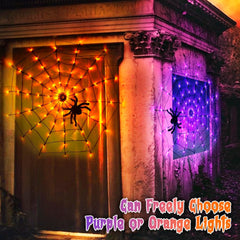 Halloween Spider Web Lights with Plush Spider Decoration