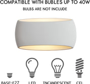 Indoor Wall Sconce Lights with White Oval Plaster Shade Fitting-Length 38CM