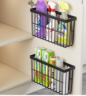 EigPluy 2pcs Self-Adhesive Wall Mounted Metal Storage Boxes – Black Cabinet Organiser