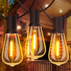 49FT Festoon Lights Outdoor - 40W Garden Patio String Lights with 3000K Warm White ST64 Waterproof LED Bulbs