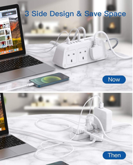 6 Way Extension Lead with 5 USB Ports (1 USB-C), 5M Braided Cable, 3250W Surge Protected