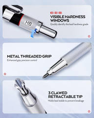 6PCS Mechanical Pencil Set – 0.5mm 0.7mm 0.9mm & 2mm Lead Holders with 12 Tube Refills