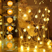 Battery Globe Fairy Lights with Remote, 100 LEDs, 10M