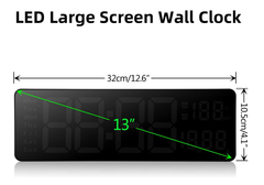 13-Inch Large LED Digital Wall Clock with Remote, Countdown, Date & Temp