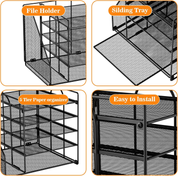 5-Tier Mesh Desk Organiser with File Holder – Office Paper Tray & Storage Rack