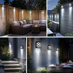 Solar Fence Lights Outdoor 4 Pack Waterproof LED