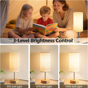 Touch Bedside Lamps Set of 2 with USB Ports