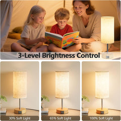 Touch Bedside Lamps Set of 2 with USB Ports