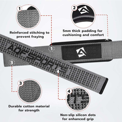 Weight Lifting Straps 60cm – Cotton Gym Wrist Straps with Padded Gel Grip Support