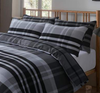 Olivia Rocco Hudson Check Duvet Cover Set – Cotton Rich Bedding, Black/Grey Double