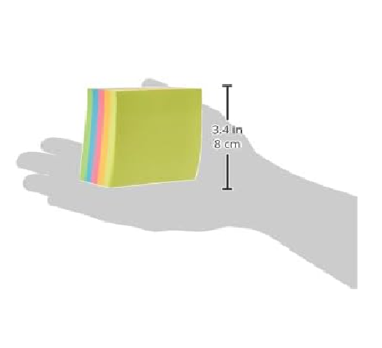 Neon Sticky Notes Cube – 450 Sheets 76x76mm, Bright Assorted Colours