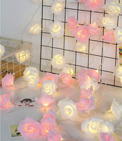 Romantic Pink Rose Fairy Lights – 20 LED Battery