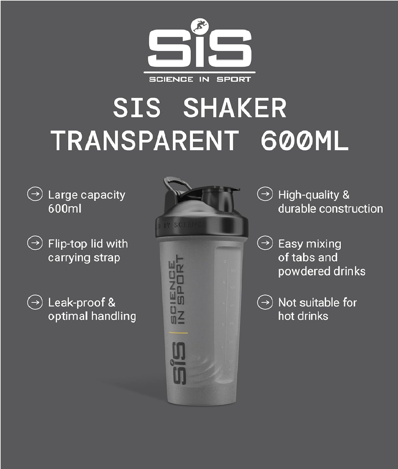 600ml Protein Shaker Bottle with Wire Mixball Whisk – Leakproof & BPA-Free