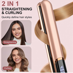 Flat Iron Hair Straightener – Floating Plates, 14 Heat Settings, Dual Voltage, LCD Display