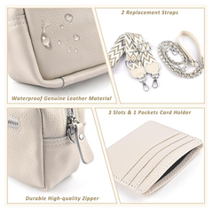 Leather Crossbody Bag for Women – Wide Strap Shoulder Handbag with Card Holder