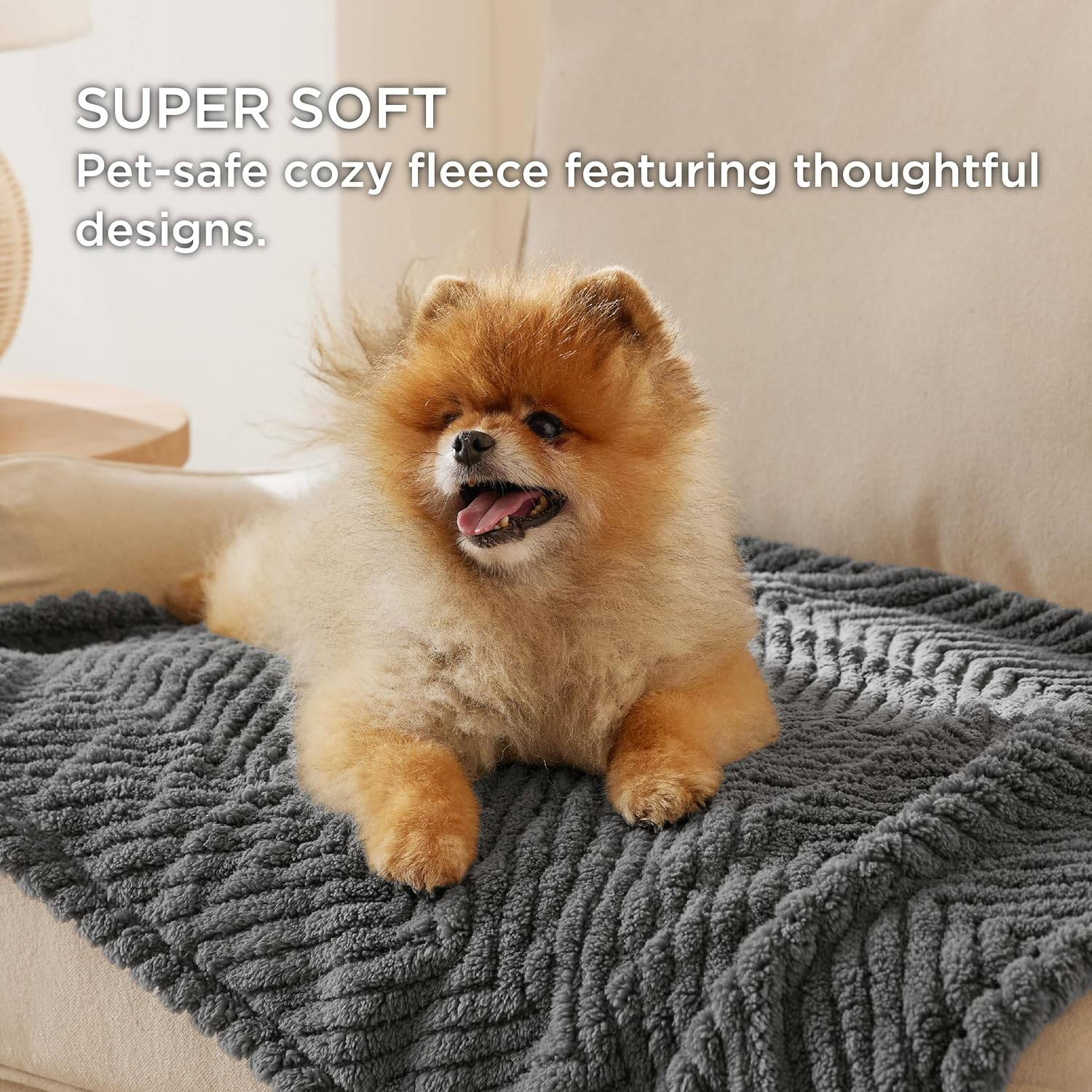 Bedsure Washable Dog Blanket 100x80cm – Soft Fleece Pet Throw for Dogs & Cats