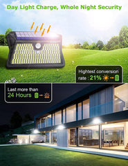 Solar Lights Outdoor, Upgraded Optics Lens Security Lights, PIR Motion Sensor , IP65 Waterproof Outside Powered Solar Wall Lights