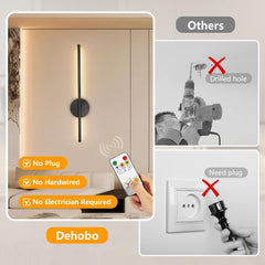 2 Pack Rechargeable Wall Sconce Lights with Remote, Dimmable