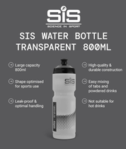 800ml Clear Sports Water Bottle – Transparent Plastic Bottle with Black Logo for Gym & Travel