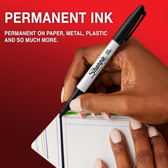 Permanent Markers – Fine Point Black Ink Pens for Writing & Drawing, 2 Pack