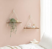 Macrame Hanging Shelves Set of 2 Boho Wall Décor