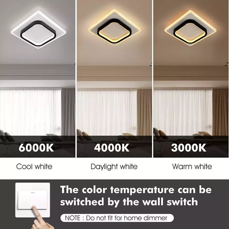 Modern LED Ceiling Light – Square Panel Downlight for Bathroom, Kitchen, Bedroom | Energy Efficient A+++ | 3000K-6500K