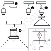 Retro Vintage Industrial Flush Mount Ceiling Light – Warm E27 Lamp Fitting