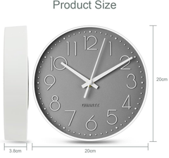 8-Inch Silent Non-Ticking Modern Wall Clock, Battery Operated Quartz Round Clock for Kitchen, Office, Bedroom, Living Room