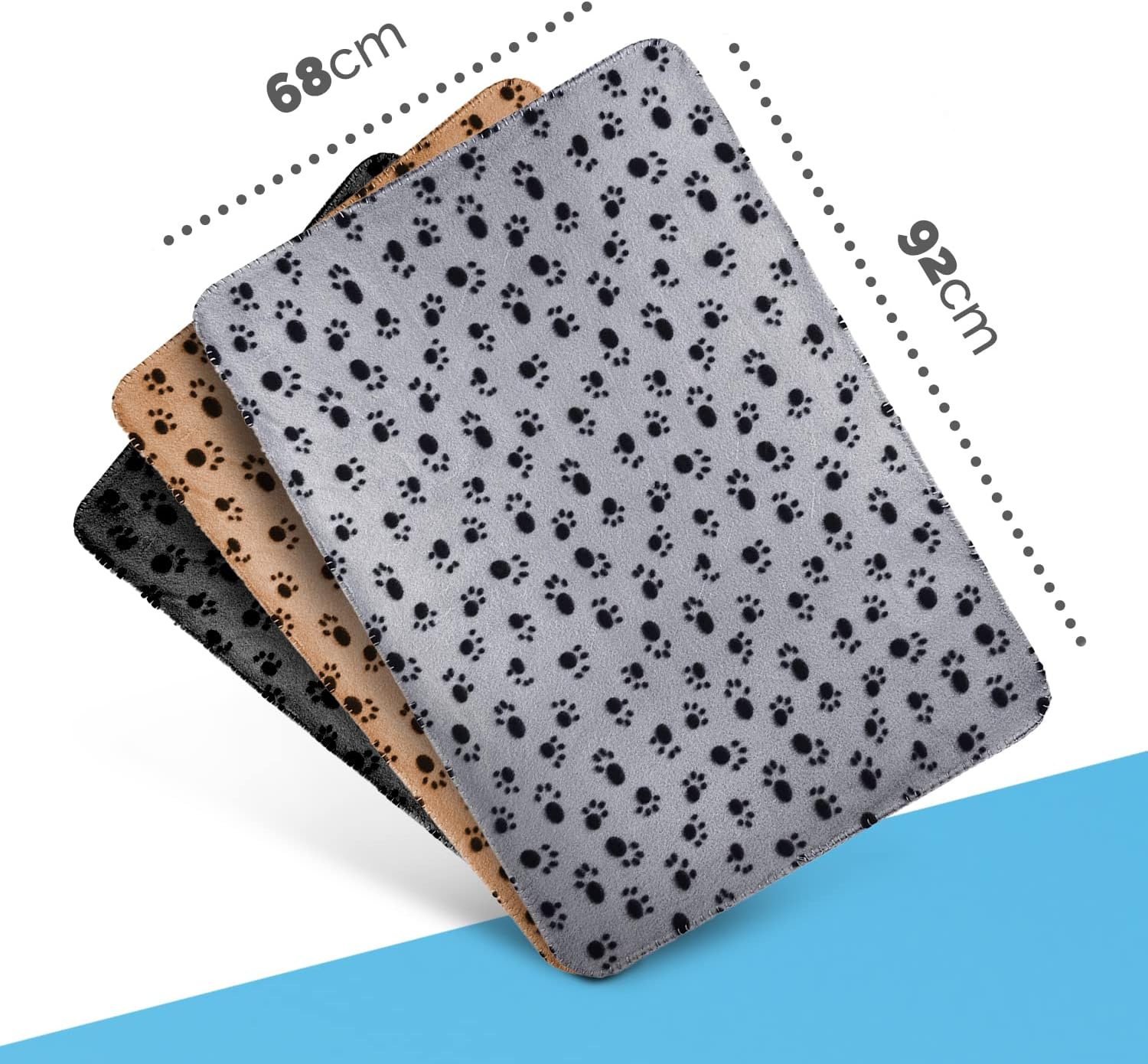 FurDreams 3-Pack Pet Blankets – Soft Flannel Fleece Throws, Washable & Lightweight