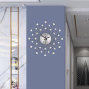 Modern Crystal Diamond Flower Wall Clock for Living Room