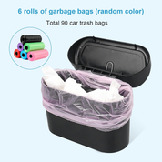 ABS Waterproof Mini Trash Can with 90 Bags – Push-Lid Car, Home & Office Organizer Bin (16×14×7cm)