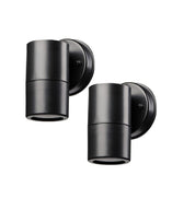 2-Pack Outdoor Wall Lights, Black GU10 Max 7W Downlights, IP44 Waterproof, Mains Powered for Patio, Garden, Balcony, Porch, Garage