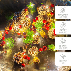 2M Pre-Lit Christmas Garland with 20 LED Lights