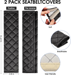 Car Seat Belt Pads – Soft Harness Shoulder Cushions with Hook & Loop Strap (Black, 2-Pack)