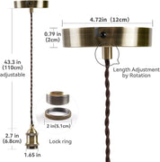 Vintage Ceiling Pendant Light Fitting, Brown Twisted Braided Flex,E27 Lamp Holder Suspended Pendant Light Fitting Kit-Antique