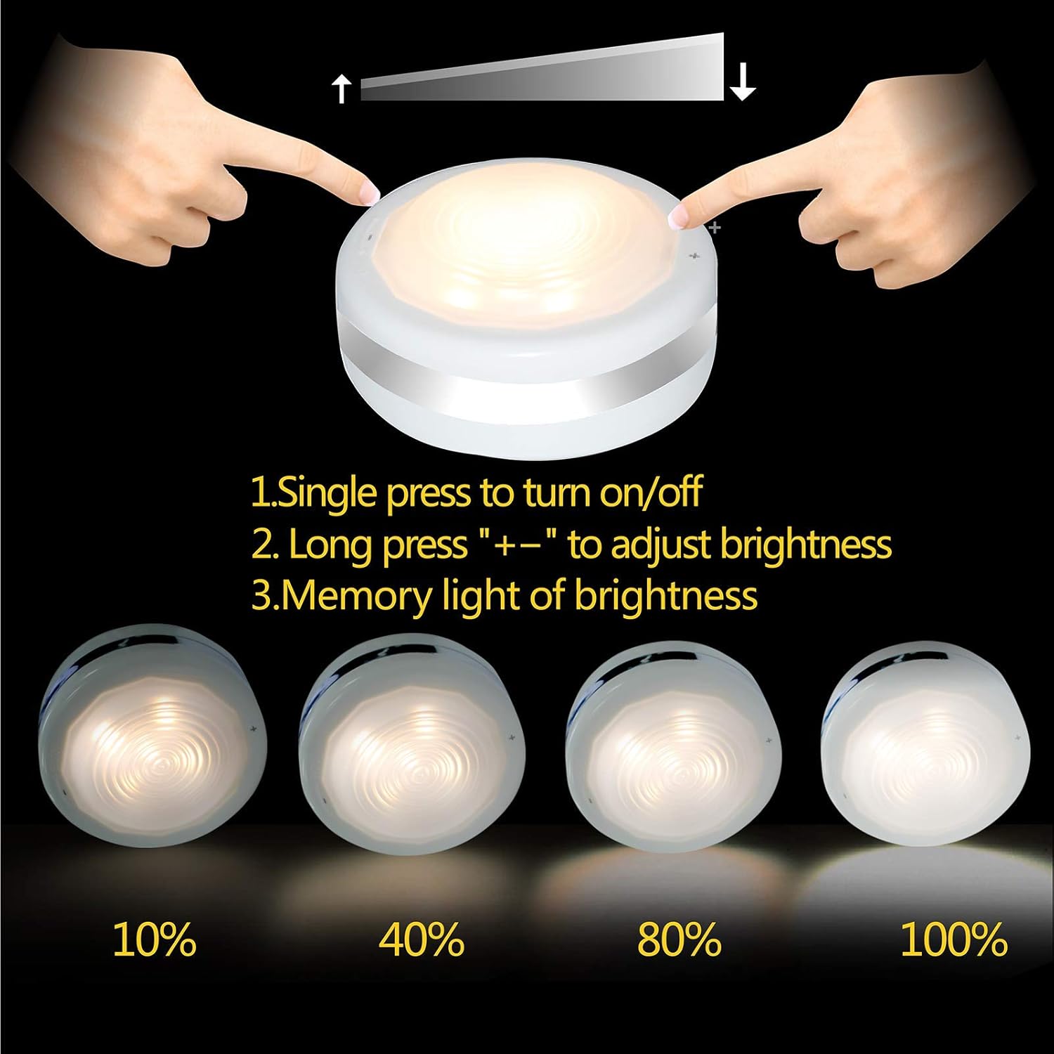 Wireless Battery Puck Lights with Remote – 4000K Natural White