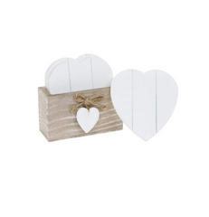 Set of 6 Wooden Heart Coasters with Storage Stand