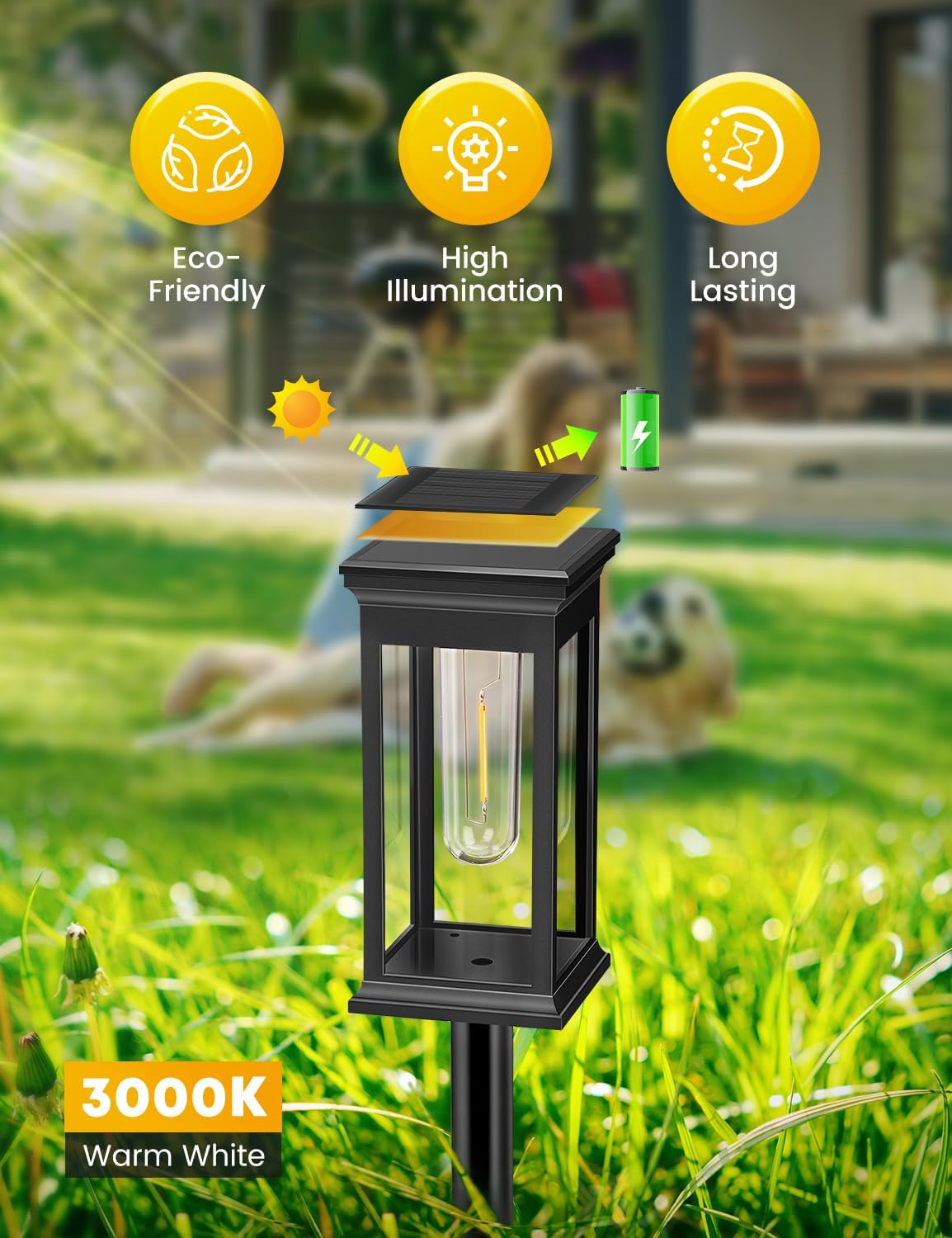 4-Pack Warm White Solar Garden Lights