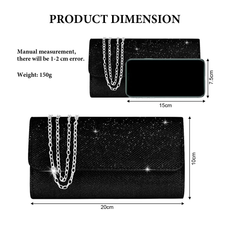 Elegant Glitter Evening Clutch Bag with Chain Strap – Sequins Envelope Purse