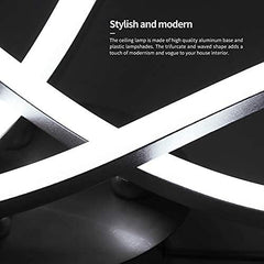 LED Ceiling Light, Elegant Curved Design,3 Built-in LED Boards,21W Cool White Light 6000K, Modern for Living Rooms, Bedroom, Kitchen