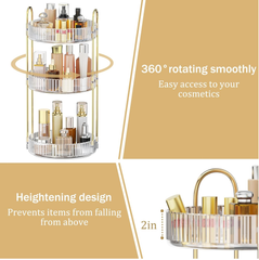 360 Rotating 3-Tier Makeup Organizer Large Cosmetic Storage Stand