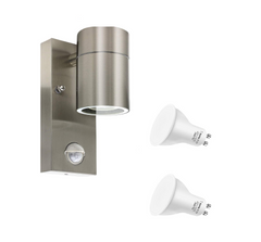 Outside Lights Mains Powered PIR Motion Sensor Security Floodlight Stainless Steel Garden Wall Sconce IP44 Wall Lamp