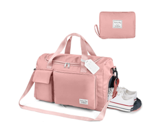 Foldable Duffel Bag – Lightweight Travel, Gym & Weekend Holdall with Wet Pocket, Pink